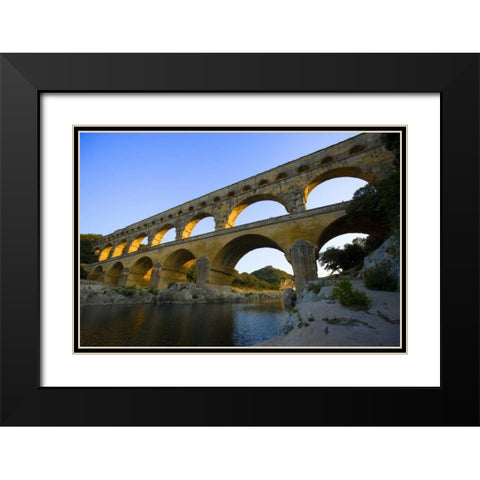 France, Avignon The Pont du Gard Roman aqueduct Black Modern Wood Framed Art Print with Double Matting by Zuckerman, Jim