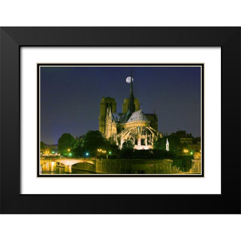 France, Paris Full moon over Notre Dame Black Modern Wood Framed Art Print with Double Matting by Zuckerman, Jim