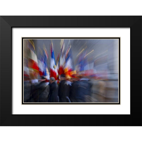 France, Paris Ceremony at the Arc de Triomphe Black Modern Wood Framed Art Print with Double Matting by Zuckerman, Jim