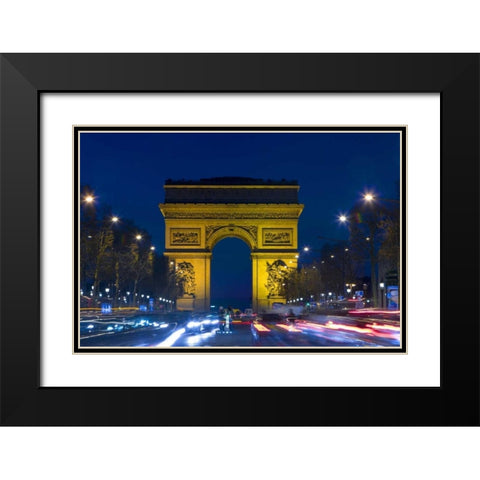 France, Paris The Arc de Triomphe at twilight Black Modern Wood Framed Art Print with Double Matting by Zuckerman, Jim