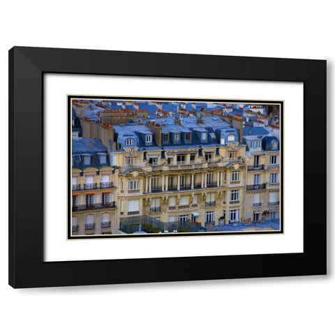 France, Paris Aerial cityscape of downtown Paris Black Modern Wood Framed Art Print with Double Matting by Zuckerman, Jim