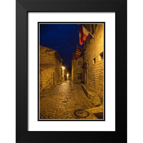 France, Provence Flags over street in castle Black Modern Wood Framed Art Print with Double Matting by Lord, Fred