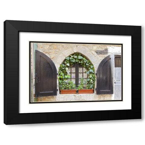 France, Provence, Vence Window and shutters Black Modern Wood Framed Art Print with Double Matting by Lord, Fred