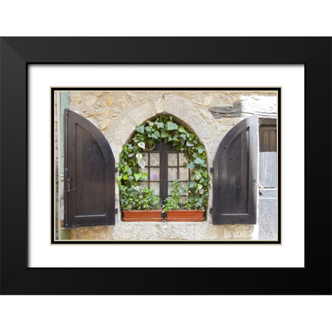 France, Provence, Vence Window and shutters Black Modern Wood Framed Art Print with Double Matting by Lord, Fred