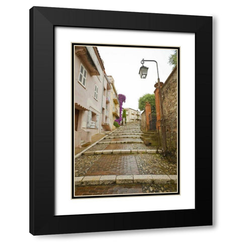 France, Provence, Cannes Rain-covered steps Black Modern Wood Framed Art Print with Double Matting by Lord, Fred