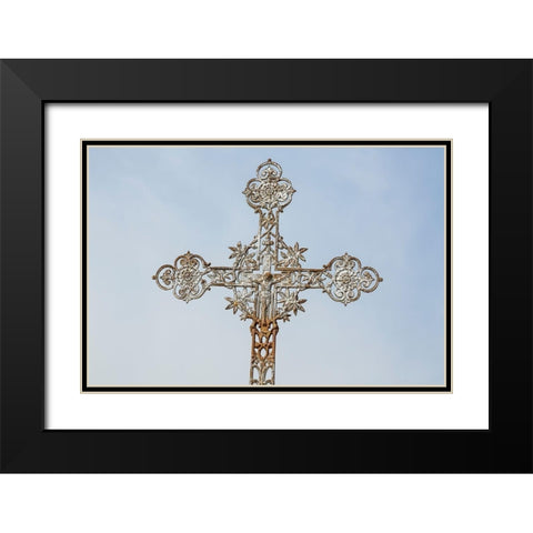 France-Giverny Detail of iron cross  Black Modern Wood Framed Art Print with Double Matting by Jaynes Gallery