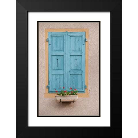 France-Burgundy A rustic window graces a building in the Burgundy village of Louhans Black Modern Wood Framed Art Print with Double Matting by Sederquist, Betty