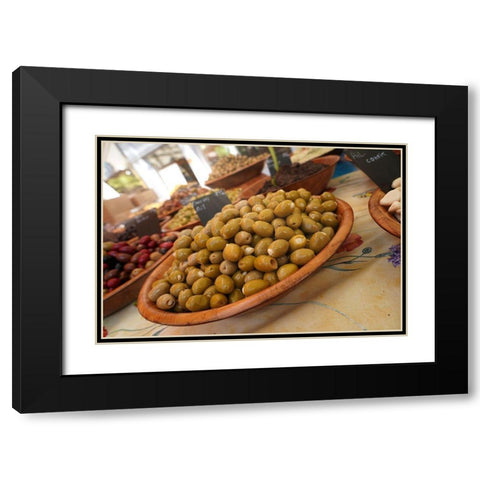 Olives in the Sunday market in Beaune-France Black Modern Wood Framed Art Print with Double Matting by Brack, Dennis