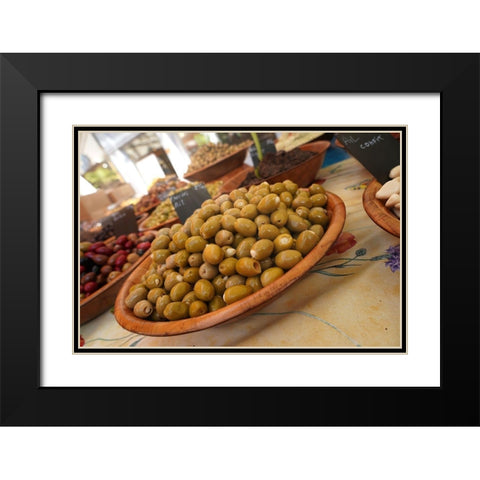 Olives in the Sunday market in Beaune-France Black Modern Wood Framed Art Print with Double Matting by Brack, Dennis