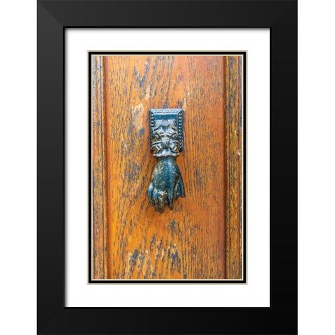 France-Dordogne-Hautefort A metal door knocker in the shape of a hand in the town of Hautefort Black Modern Wood Framed Art Print with Double Matting by Wilson, Emily