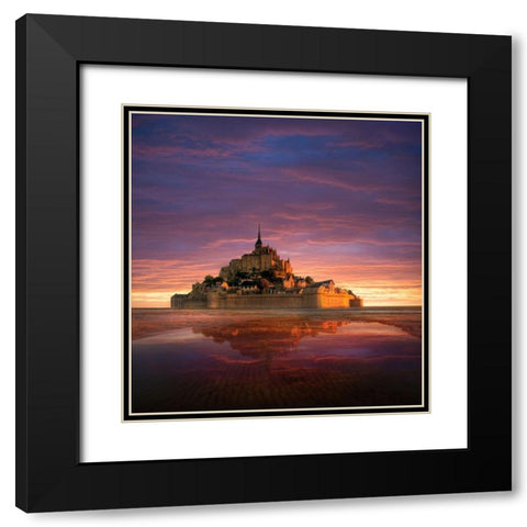 Mont Saint-Michel on the Normandy coast of France Black Modern Wood Framed Art Print with Double Matting by Steve Mohlenkamp