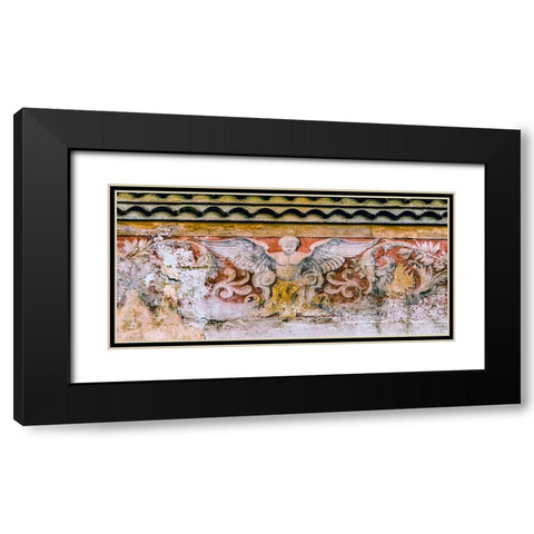 Angel fresco- Nimes Cathedral- Gard- France. Catholic church created 1100 AD Black Modern Wood Framed Art Print with Double Matting by Perry, William