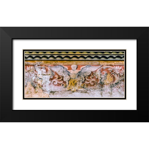 Angel fresco- Nimes Cathedral- Gard- France. Catholic church created 1100 AD Black Modern Wood Framed Art Print with Double Matting by Perry, William