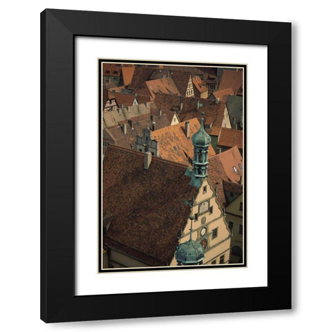 Germany, Rothenburg, Overview of rooftops Black Modern Wood Framed Art Print with Double Matting by Satushek, Steve