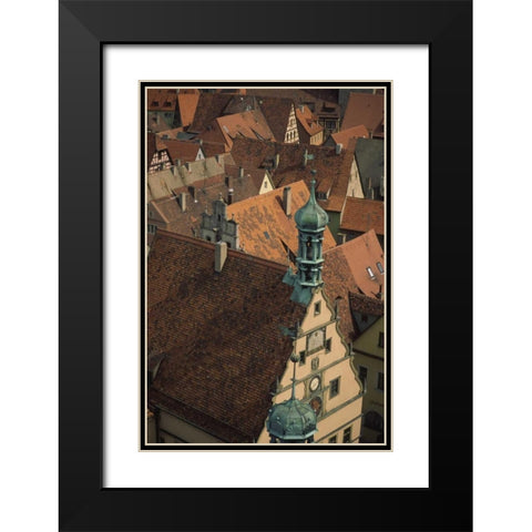 Germany, Rothenburg, Overview of rooftops Black Modern Wood Framed Art Print with Double Matting by Satushek, Steve