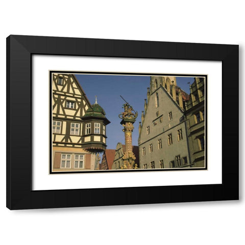 Germany, Rothenburg, Statue in the town suare Black Modern Wood Framed Art Print with Double Matting by Satushek, Steve