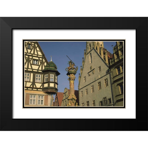 Germany, Rothenburg, Statue in the town suare Black Modern Wood Framed Art Print with Double Matting by Satushek, Steve