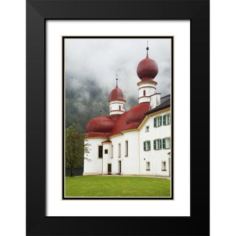 Germany, Lake Konigssee St Bartholomews Church Black Modern Wood Framed Art Print with Double Matting by Flaherty, Dennis