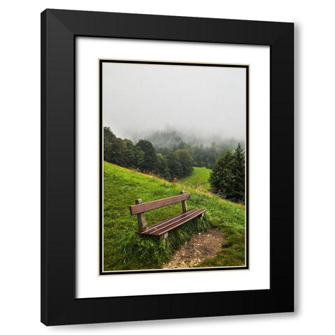 Germany-Bavaria-Berchtesgaden-Early Morning Fog Black Modern Wood Framed Art Print with Double Matting by Looney, Hollice