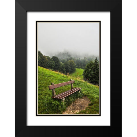 Germany-Bavaria-Berchtesgaden-Early Morning Fog Black Modern Wood Framed Art Print with Double Matting by Looney, Hollice
