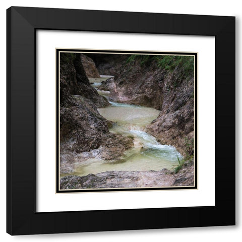 Germany-Berchtesgaden-Almbach Gorge and Waterfall Black Modern Wood Framed Art Print with Double Matting by Looney, Hollice