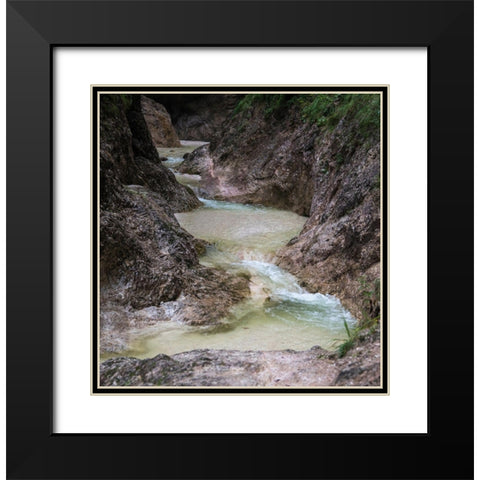 Germany-Berchtesgaden-Almbach Gorge and Waterfall Black Modern Wood Framed Art Print with Double Matting by Looney, Hollice