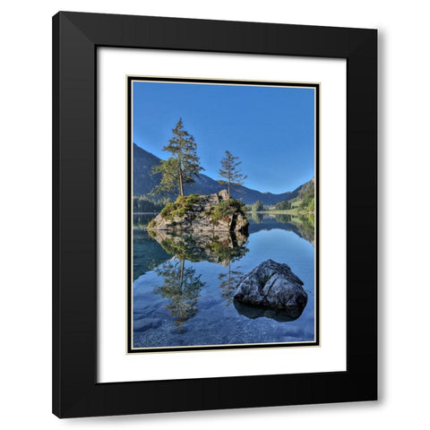 Germany-Bavaria-Ramsau bei Berchtesgaden-Lake Hintersee in Morning Light Black Modern Wood Framed Art Print with Double Matting by Looney, Hollice