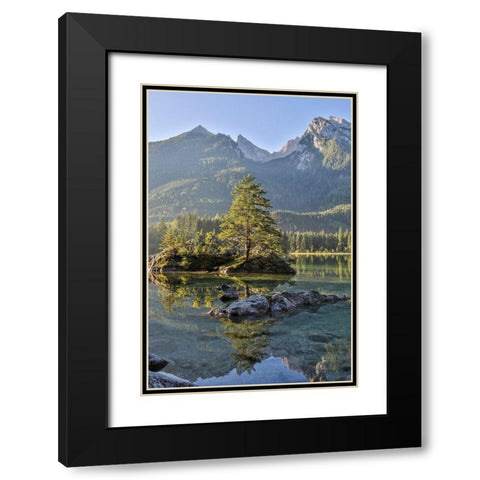 Germany-Bavaria-Ramsau bei Berchtesgaden-Lake Hintersee in Morning Light Black Modern Wood Framed Art Print with Double Matting by Looney, Hollice