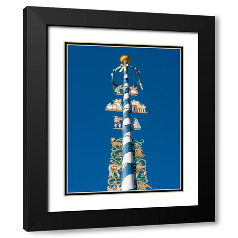 Traditional Bavarian maypole (Maibaum) Village Schliersee in the Bavarian Alps-Bavaria-Germany Black Modern Wood Framed Art Print with Double Matting by Zwick, Martin