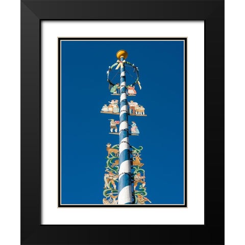 Traditional Bavarian maypole (Maibaum) Village Schliersee in the Bavarian Alps-Bavaria-Germany Black Modern Wood Framed Art Print with Double Matting by Zwick, Martin