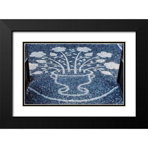 Greece, Santorini Pebble floral decoration Black Modern Wood Framed Art Print with Double Matting by Noble Gardner, Nancy