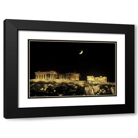 Greece, Athens Moonrise over the Parthenon Black Modern Wood Framed Art Print with Double Matting by Noble Gardner, Nancy