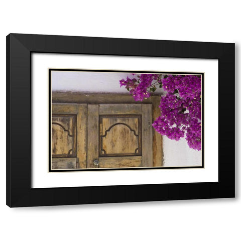 Greece, Hora Wooden doorway and bougainvillea Black Modern Wood Framed Art Print with Double Matting by Young, Bill