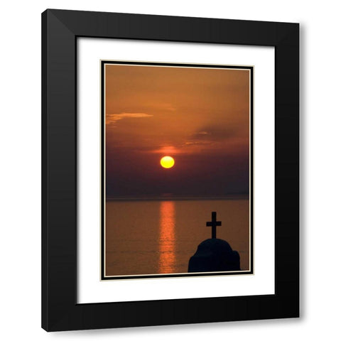 Greece, Mykonos Greek Orthodox church, sunset Black Modern Wood Framed Art Print with Double Matting by Young, Bill