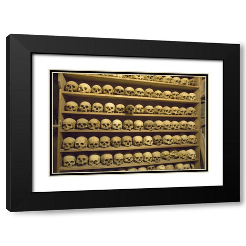 Greece, Meteora Skull at Grand Meteora Monastery Black Modern Wood Framed Art Print with Double Matting by Young, Bill