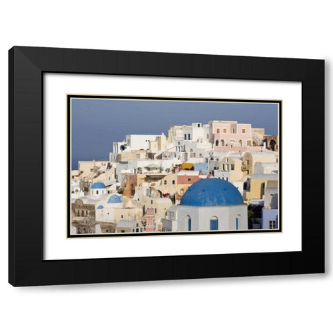 Greece, Santorini, Thira, Oia City Overlook Black Modern Wood Framed Art Print with Double Matting by Young, Bill