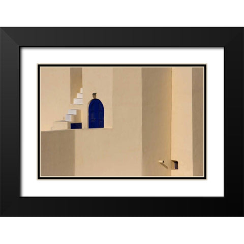 Greece, Santorini, Thira, Oia Building exterior Black Modern Wood Framed Art Print with Double Matting by Young, Bill