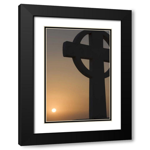Greece, Santorini Greek cross against sunset Black Modern Wood Framed Art Print with Double Matting by Young, Bill