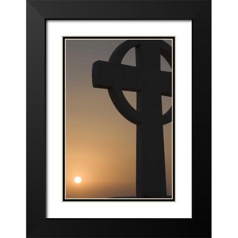 Greece, Santorini Greek cross against sunset Black Modern Wood Framed Art Print with Double Matting by Young, Bill