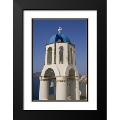 Greece, Thira, Oia Church overlooks the sea Black Modern Wood Framed Art Print with Double Matting by Young, Bill