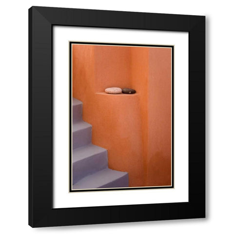 Greece, Santorini, Oia Rock decor by stairs Black Modern Wood Framed Art Print with Double Matting by Young, Bill