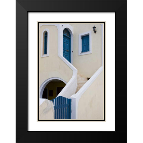 Greece, Santorini, Thira, Oia House Exterior Black Modern Wood Framed Art Print with Double Matting by Young, Bill