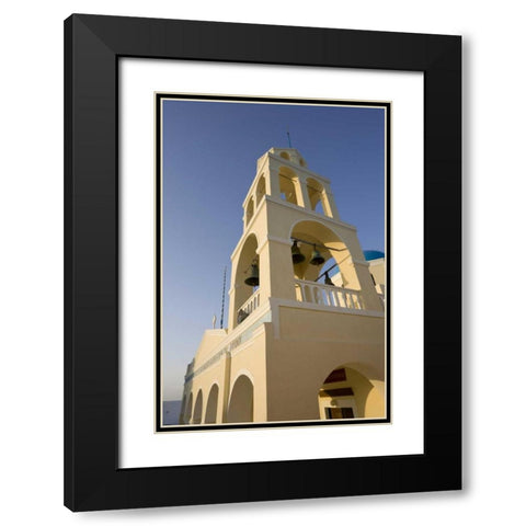 Greece, Santorini, Oia Bell tower of a church Black Modern Wood Framed Art Print with Double Matting by Young, Bill