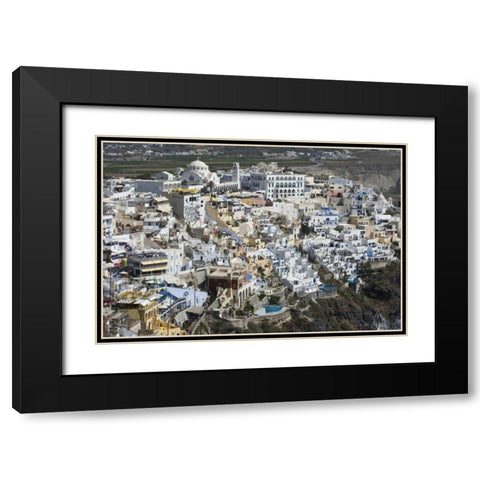Greece, Santorini, Fira View of clifftop town Black Modern Wood Framed Art Print with Double Matting by Young, Bill