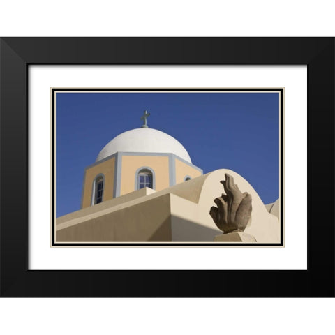 Greece, Santorini Church dome against blue sky Black Modern Wood Framed Art Print with Double Matting by Young, Bill