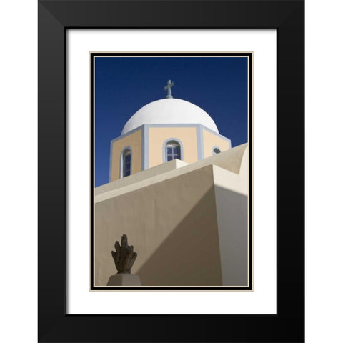 Greece, Santorini Church dome against blue sky Black Modern Wood Framed Art Print with Double Matting by Young, Bill