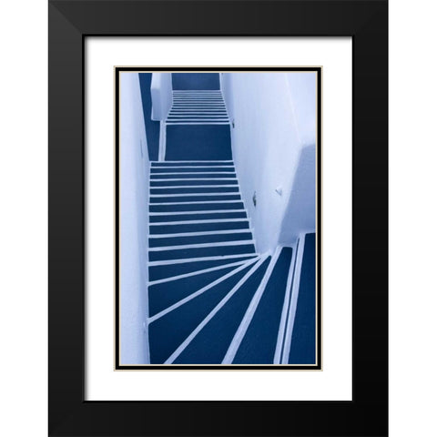 Greece, Santorini Painted blue and white stairs Black Modern Wood Framed Art Print with Double Matting by Young, Bill