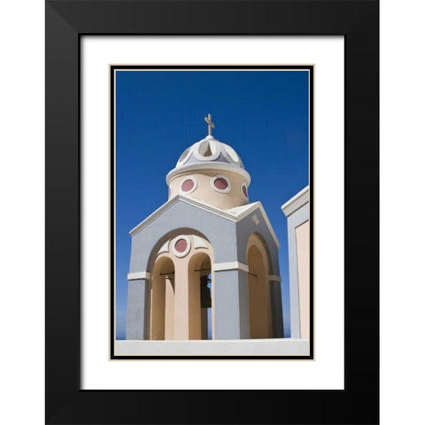 Greece, Santorini Church bell tower against sky Black Modern Wood Framed Art Print with Double Matting by Young, Bill