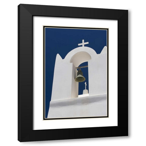 Greece, Santorini White church bell tower Black Modern Wood Framed Art Print with Double Matting by Young, Bill