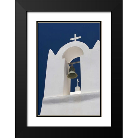 Greece, Santorini White church bell tower Black Modern Wood Framed Art Print with Double Matting by Young, Bill